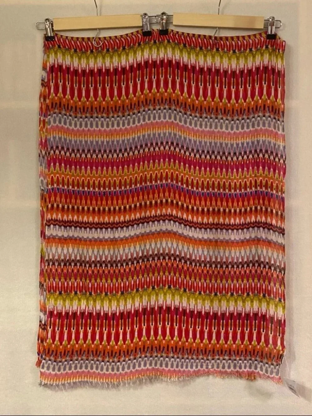 NWT Loft rayon linen blend woven oblong chevron stripes block print scarf